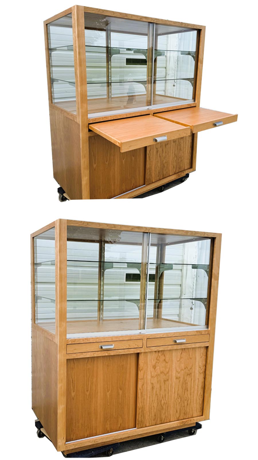 amish woodworking mobile retail display cart image